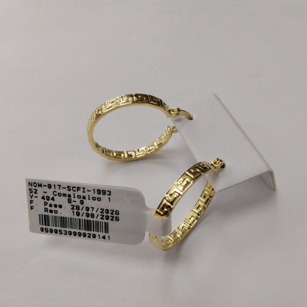 ARETES TEJIDO ARRACADA CON GRECAS 14K 2.6 GR (NUEVO)