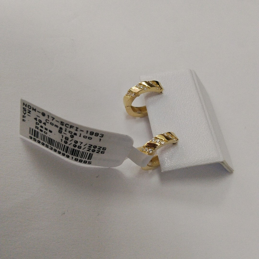 ARETES HUGGIES CON CIRCONIAS 14K 2.3 GR (NUEVO)
