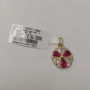 DIJE FLOR CIRCONIAS Y PIEDRAS DE COLOR 14K 2.7 GR (NUEVO)