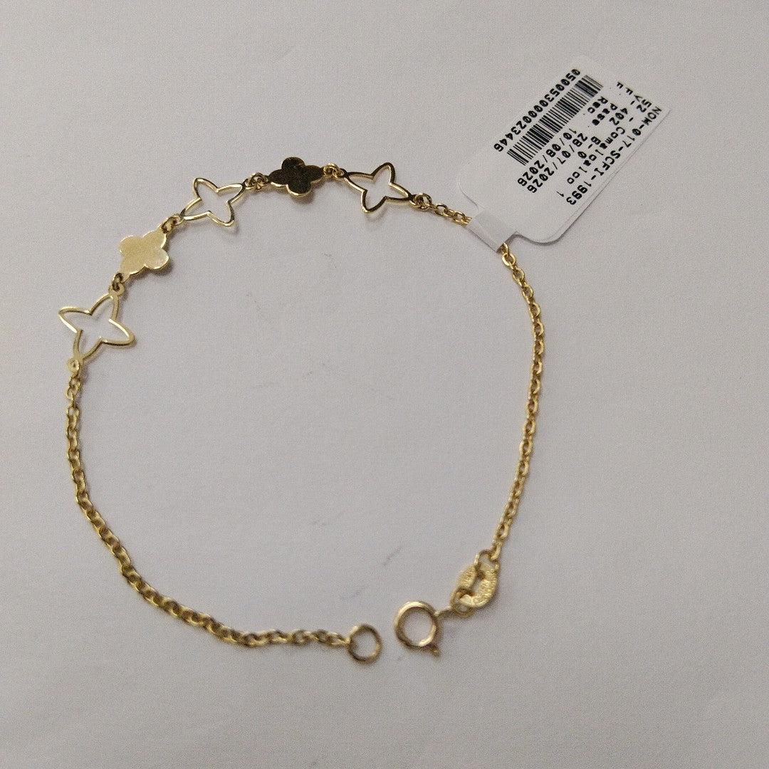 PULSERA TEJIDO ESP CON TREBOL 14K 18 CM 1.5 GR (NUEVO)