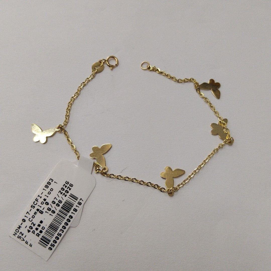 PULSERA ESPECIAL CON MARIPOSAS 14K 18 CM 2.1 GR (NUEVO)
