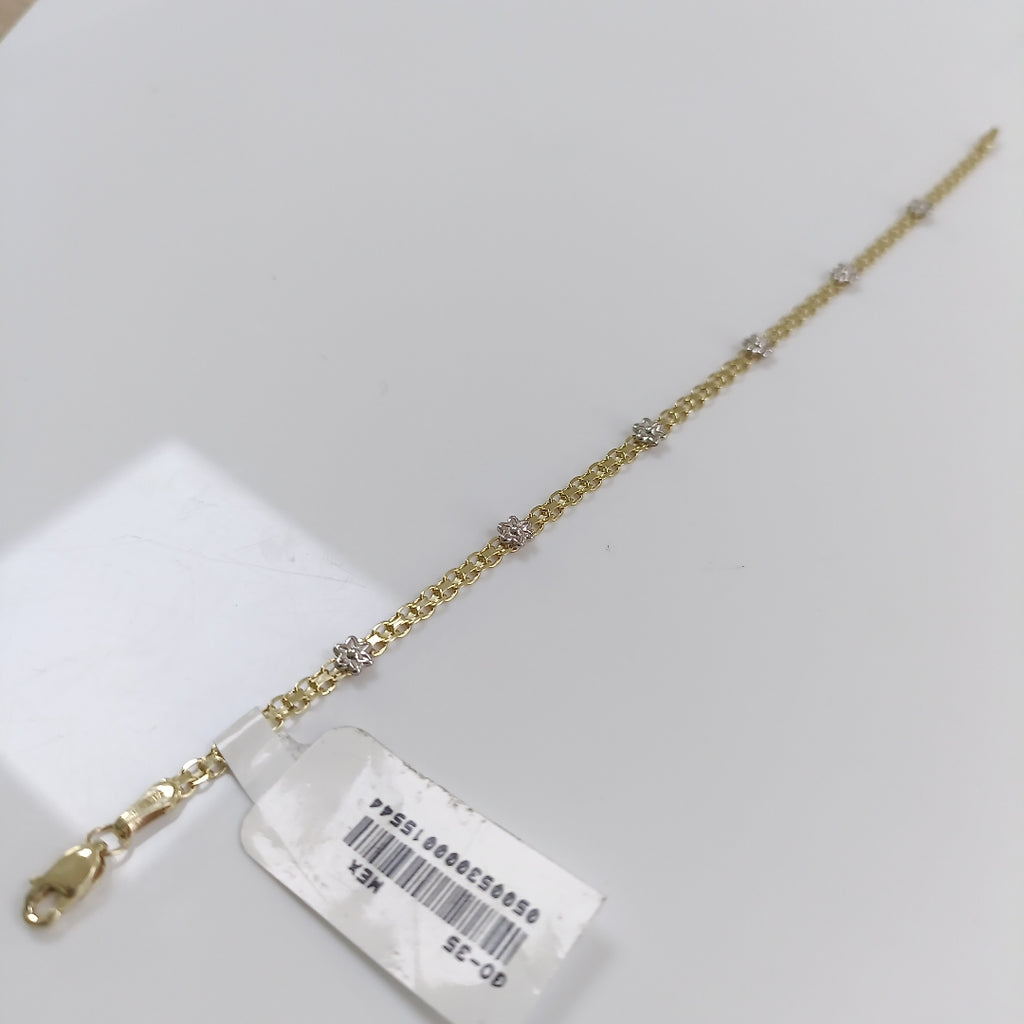 PULSERA ESPECIAL C FLORES 14K 18 CM 2.9 GR (NUEVO)