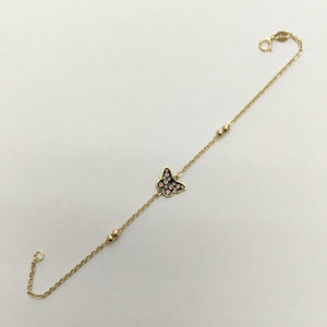 PULSERA TEJIDO ESPECIAL MARIPOSA CON ESMALTE 14K 18 CM 1.8 GR (NUEVO)