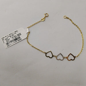 PULSERA ESPECIAL CON CORAZONES 14K 18 CM 1.3 GR (NUEVO)