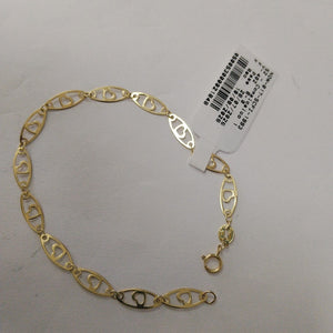 PULSERA TEJIDO ESPECIAL CON CORAZON 14K 18 CM 1.3 GR (NUEVO)