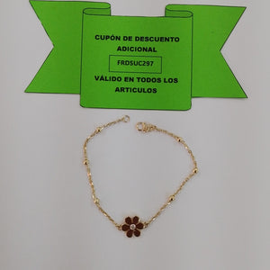 PULSERA TEJIDO ESPECIAL FLOR CON CIRCONIA 14K 18 CM 2.5 GR (NUEVO)