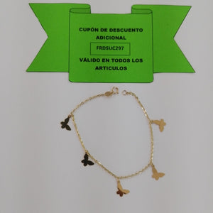 PULSERA ESPECIAL CON MARIPOSAS 14K 18 CM 2 GR (NUEVO)
