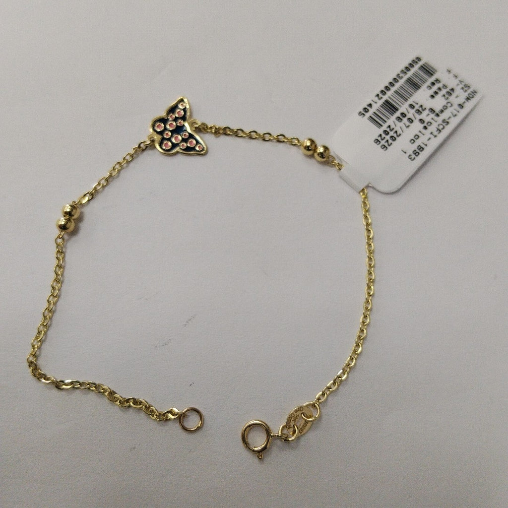 PULSERA TEJIDO ESPECIAL MARIPOSA CON ESMALTE 14K 18 CM 1.8 GR (NUEVO)
