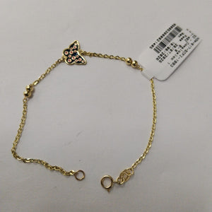 PULSERA TEJIDO ESPECIAL MARIPOSA CON ESMALTE 14K 18 CM 1.8 GR (NUEVO)