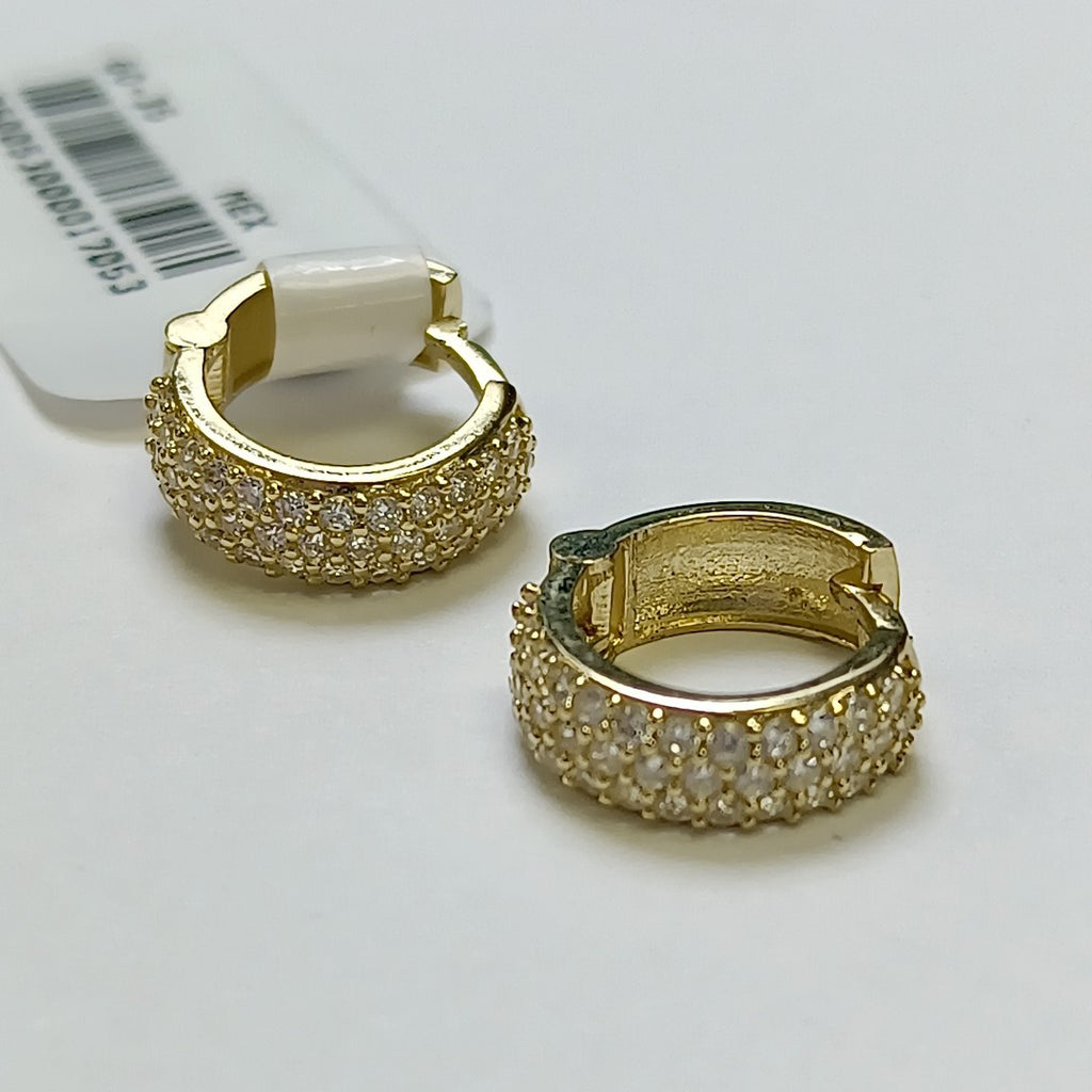 ARETES HUGGIE CON CIRCONIAS 14K 2.1 GR (NUEVO)