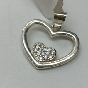 DIJE CORAZON C/CIRCONIAS PLATA .925 2.5 GR (NUEVO)