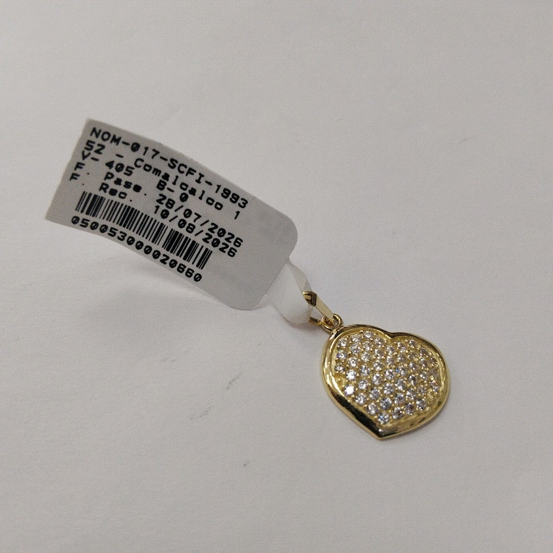DIJE TEJIDO CORAZON CON CIRCONIAS 14K 1.8 GR (NUEVO)