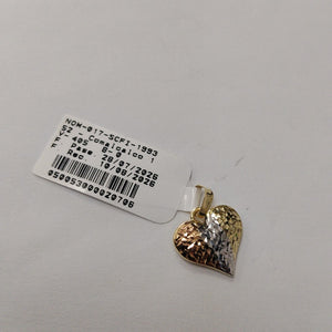 DIJE TEJIDO CORAZON LABRADO COMBINADO 14K 1.2 GR (NUEVO)