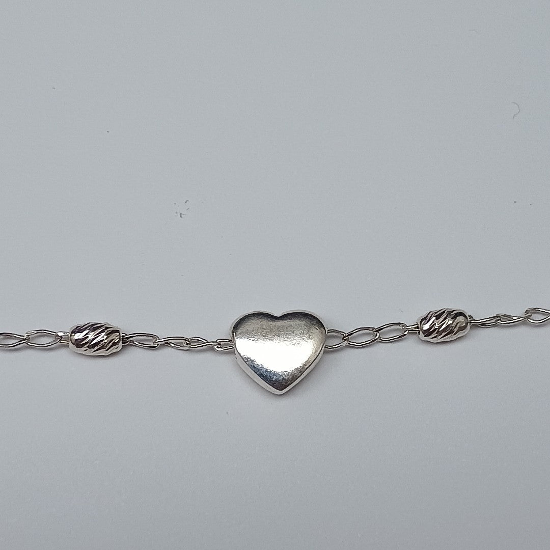 PULSERA TEJIDO CORAZON PLATA .925 18 CM 3.4 GR (NUEVO)