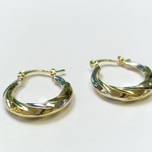 ARETES TEJIDO ARRACADA TRENZADA COMBINADA 14K 1.8 GR (NUEVO)