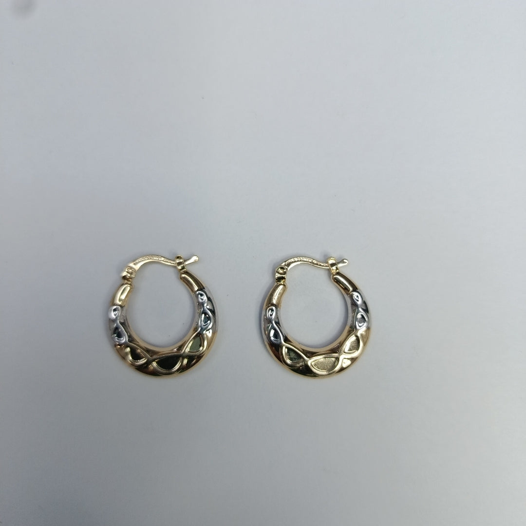 ARETES ARRACADAS COMBINADAS CON INFINITO 14K 2.3 GR (NUEVO)