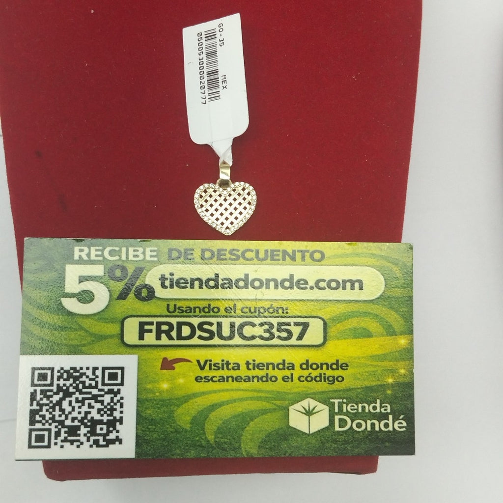 DIJE TEJIDO CORAZON CON CERCO DE CIRCONIAS 14K 1.2 GR (NUEVO)