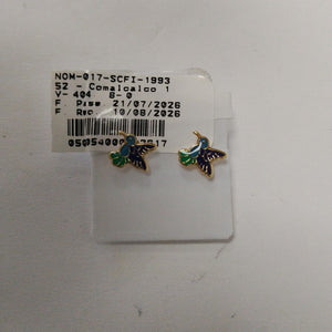 BROQUELES BROQUEL FIG COLIBRI ESMALTE AZUL 14K 0.2138 GR (NUEVO)