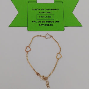 PULSERA ESPECIAL CON CORAZONES CONBINADOS 14K 18 CM 1.7 GR (NUEVO)
