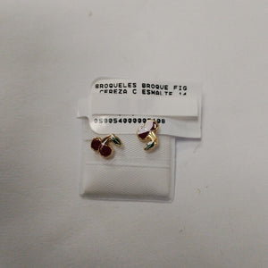 BROQUELES BROQUE FIG CEREZA C ESMALTE 14K 0.2203 GR (NUEVO)
