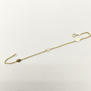PULSERA TEJIDO ESPECIAL FIG CORAZONES 14K 18 CM 1.3 GR (NUEVO)