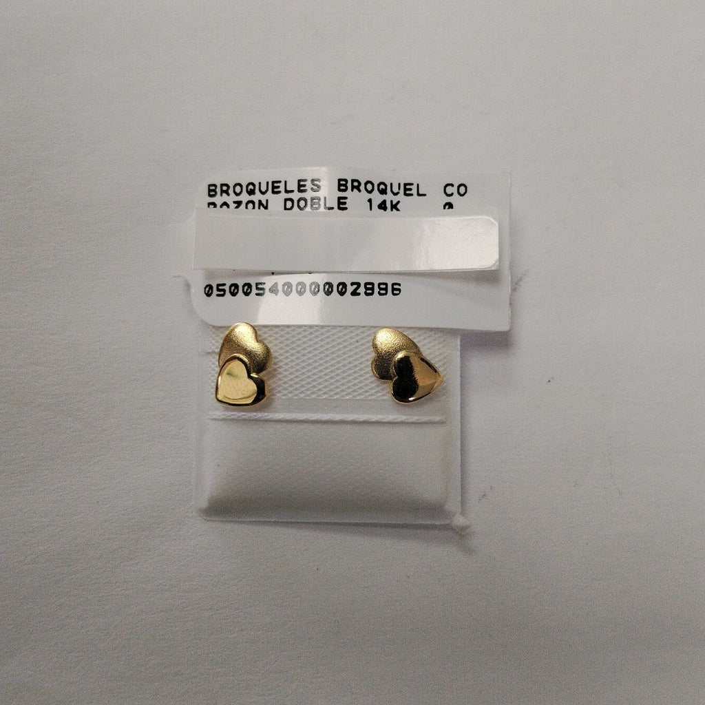 BROQUELES BROQUEL CORAZON DOBLE 14K 0.2171 GR (NUEVO)