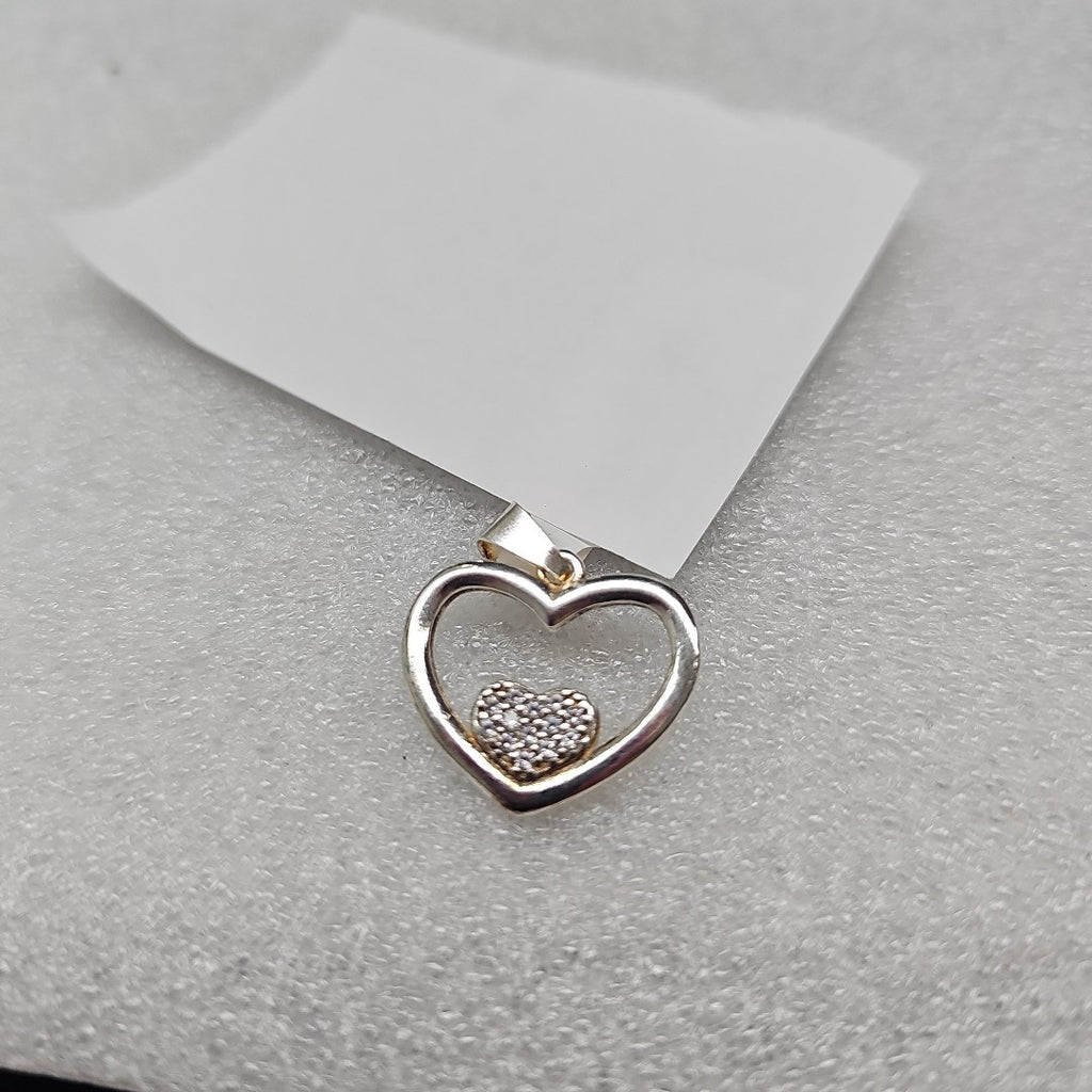 DIJE CORAZON C/CIRCONIAS PLATA .925 2.7 GR (NUEVO)