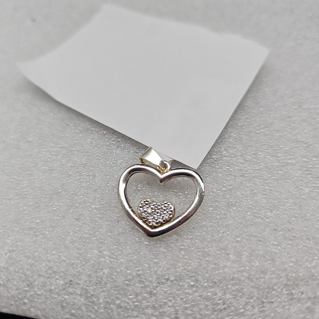 DIJE CORAZON C/CIRCONIAS PLATA .925 2.7 GR (NUEVO)