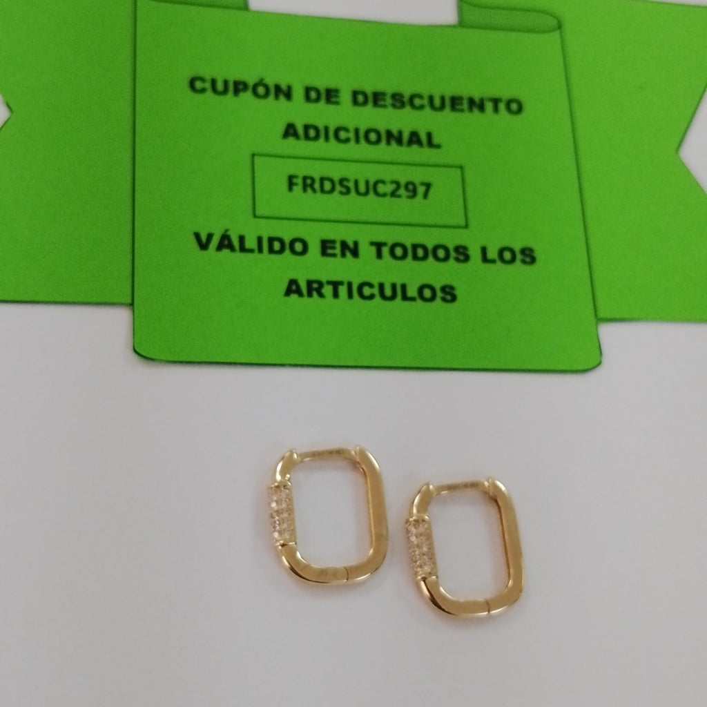 ARETES HUGGIES OVALADA C CIRCONIAS 14K 2.5 GR (NUEVO)