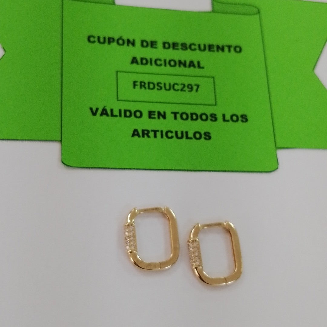 ARETES HUGGIES OVALADA C CIRCONIAS 14K 2.5 GR (NUEVO)