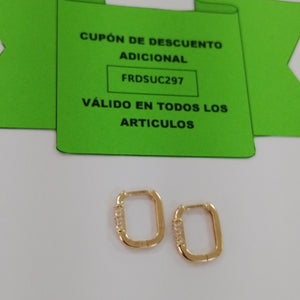 ARETES HUGGIES OVALADA C CIRCONIAS 14K 2.5 GR (NUEVO)