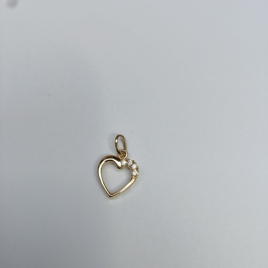 DIJE CORAZON CON CIRCONIAS 14K 1.3 GR (NUEVO)