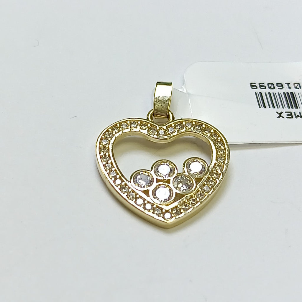 DIJE CORAZON CON CIRCONIAS 14K 1.7 GR (NUEVO)