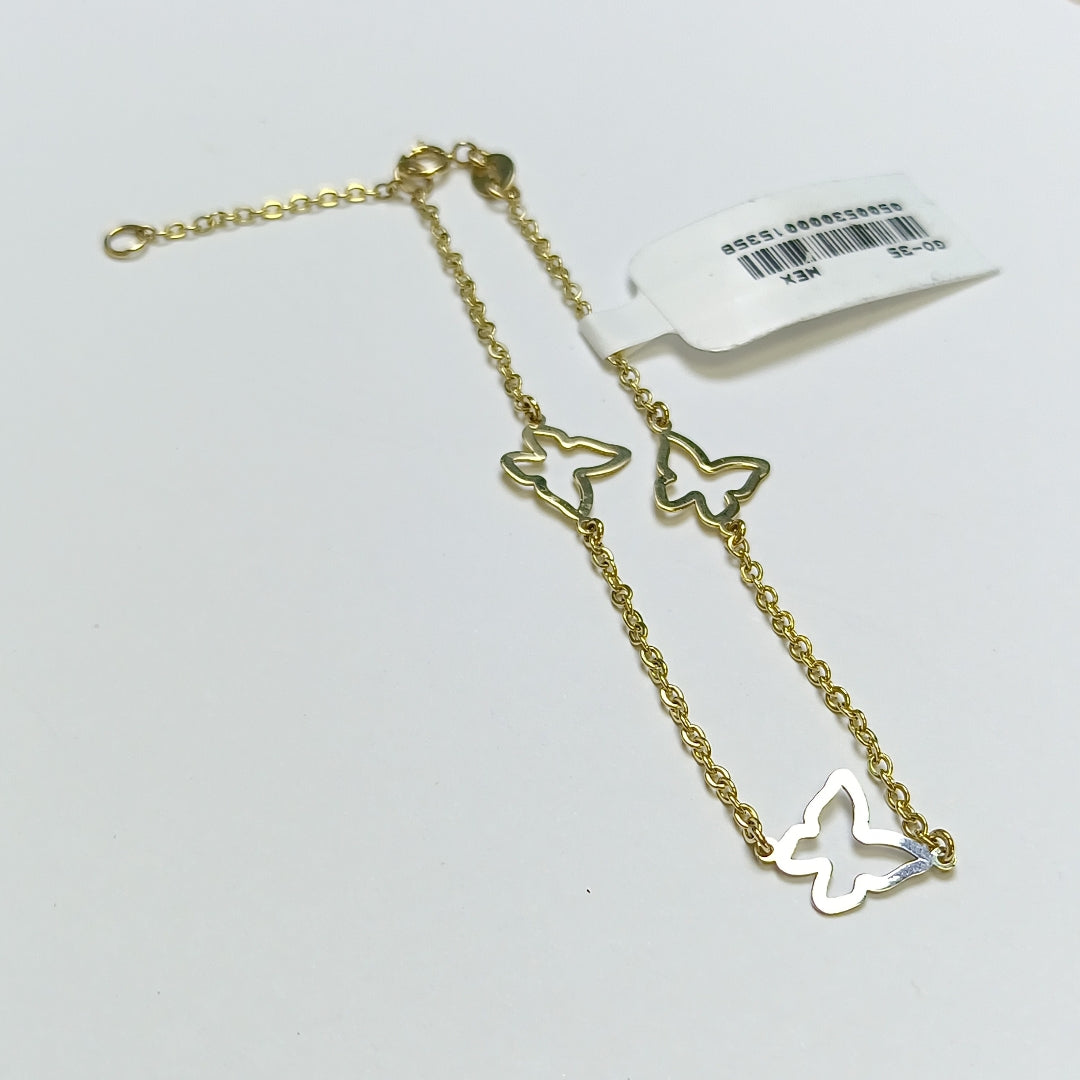 PULSERA ESPECIAL C MARIPOSAS 14K 18 CM 1.7 GR (NUEVO)