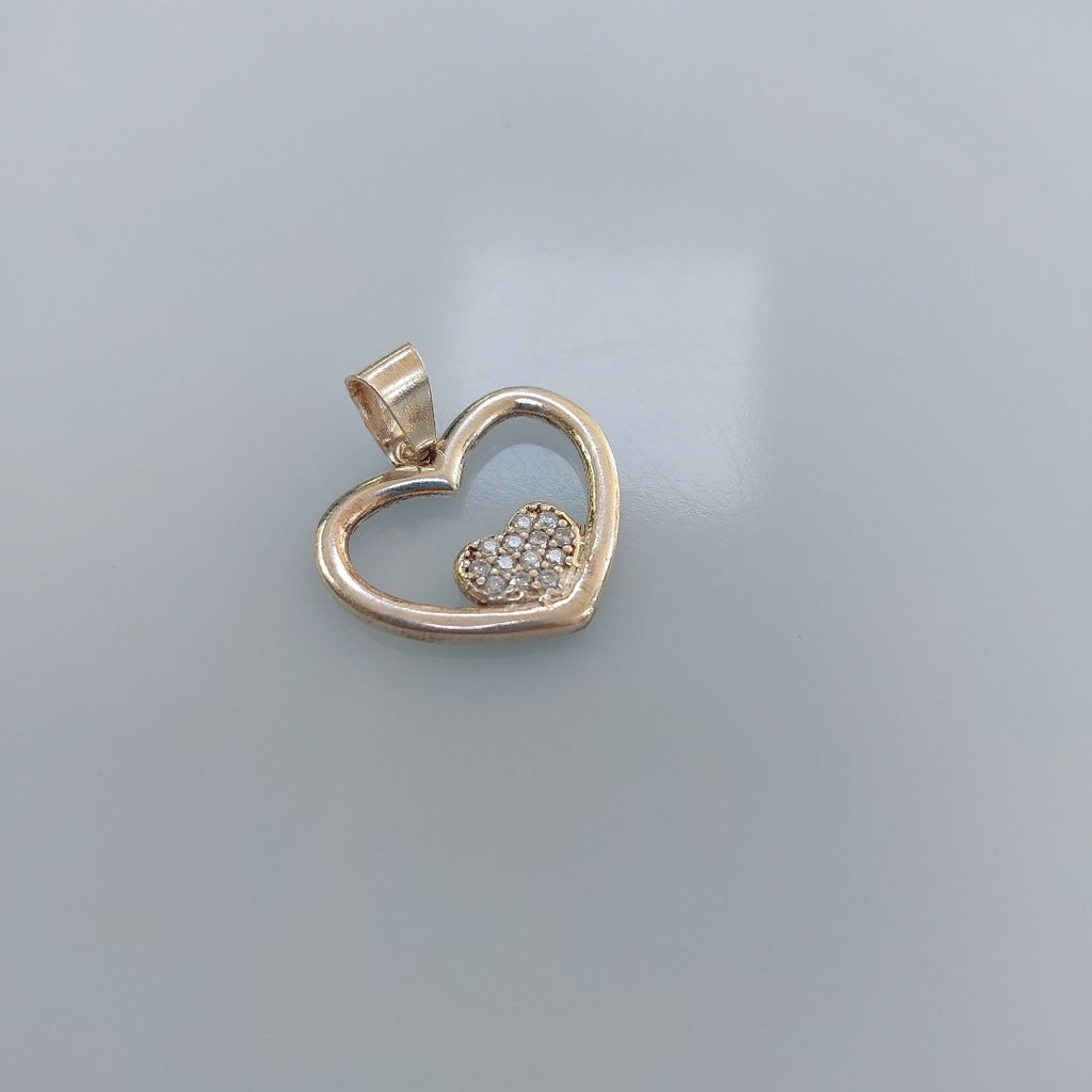 DIJE CORAZON C/CIRCONIAS PLATA .925 2.7 GR (NUEVO)