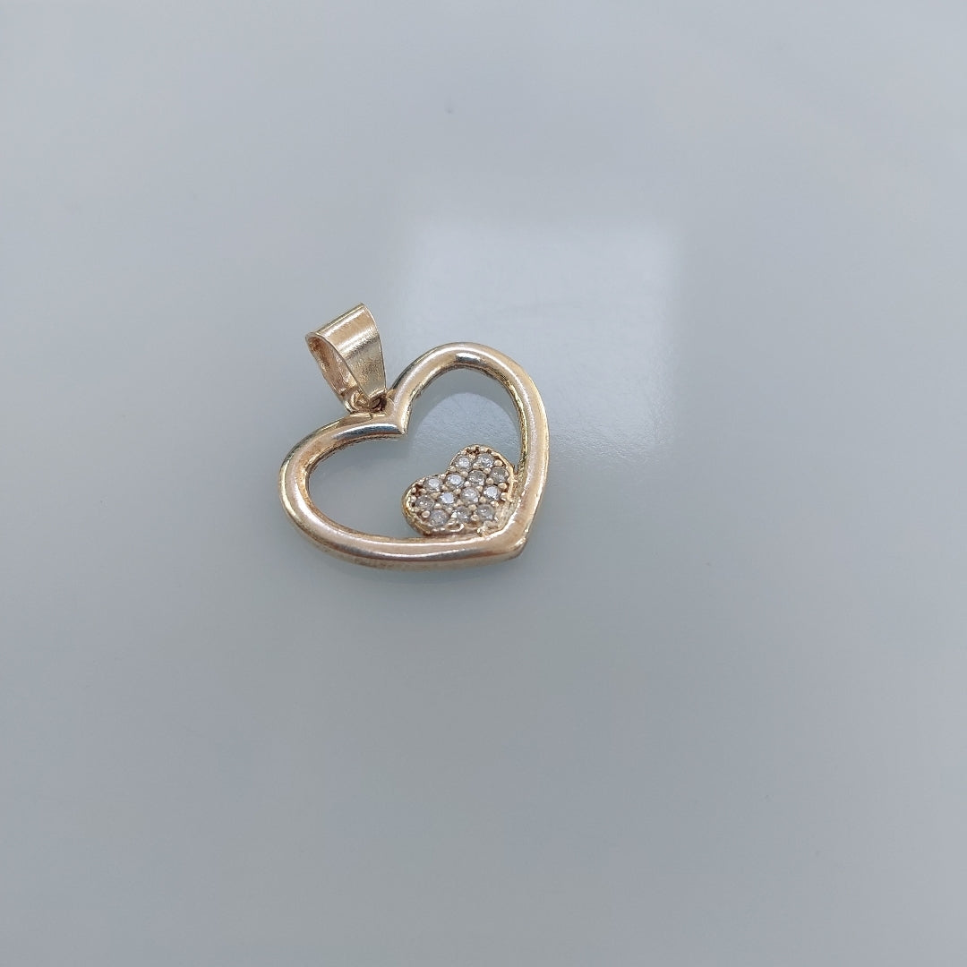 DIJE CORAZON C/CIRCONIAS PLATA .925 2.7 GR (NUEVO)