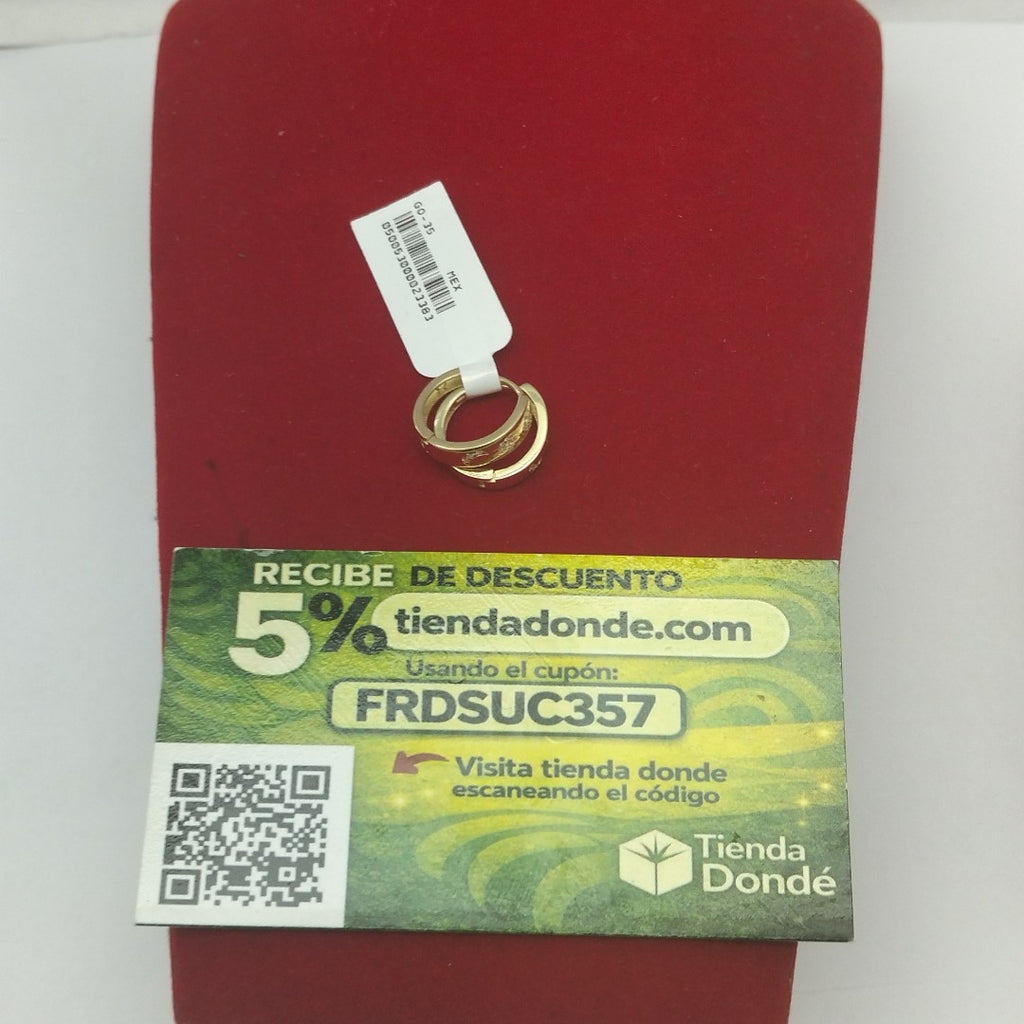 ARETES TEJIDO HUGGIES CON CIRCONIAS 14K 2.9 GR (NUEVO)