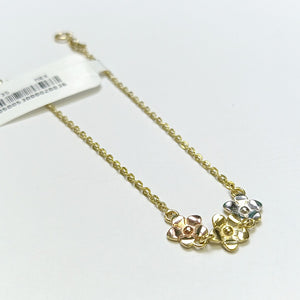 PULSERA TEJIDO ESPECIAL FIG FLORES 14K 18 CM 2.1 GR (NUEVO)