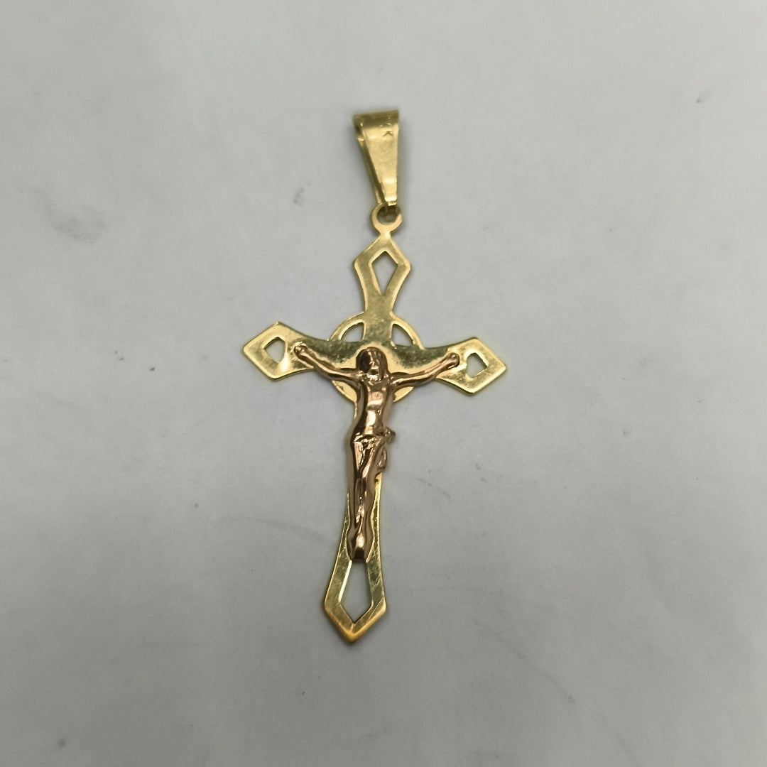 CRUCIFIJO ORO COMBINADO 14 K 1.4 GRMS (SEMINUEVO)
