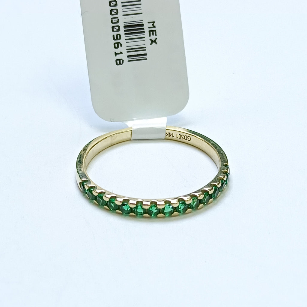 ANILLO ANILLITO MEDIA CHURUMBELA C PDRAS COLOR VERDE 14K 9 TALLA 1.7 GR (NUEVO)