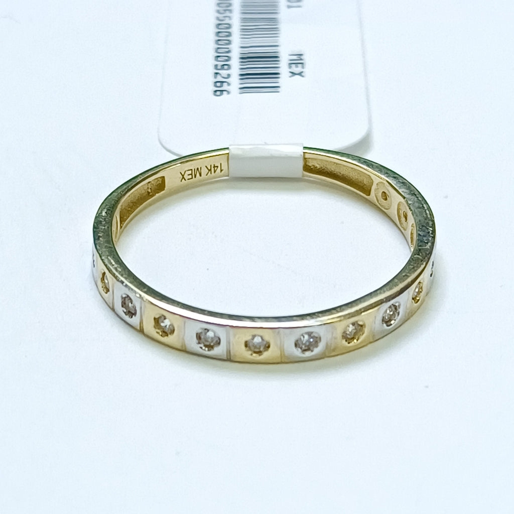 ANILLO ANILLITO C CIRCONIAS COMBINADO 14K 9 TALLA 2.2 GR (NUEVO)