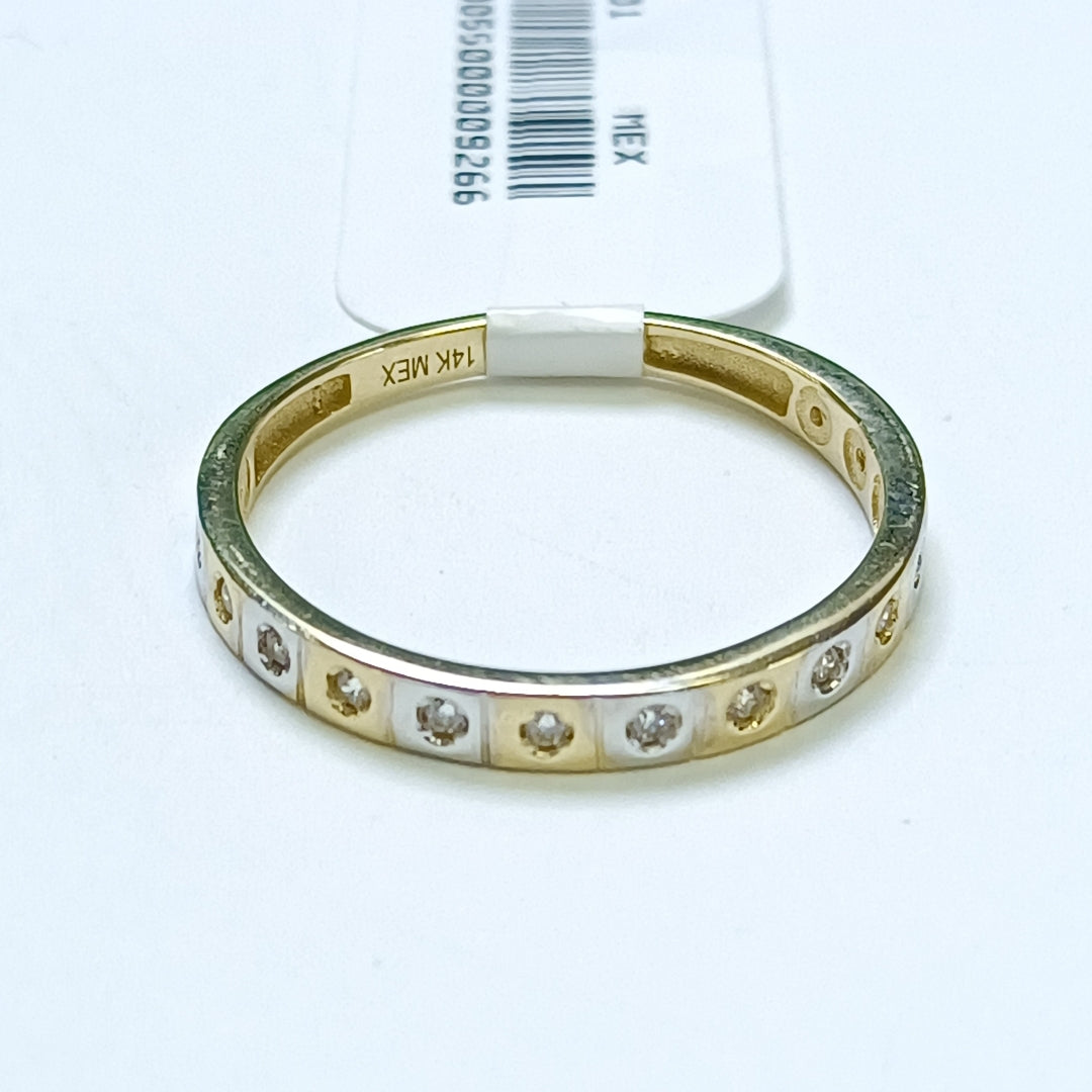 ANILLO ANILLITO C CIRCONIAS COMBINADO 14K 9 TALLA 2.2 GR (NUEVO)