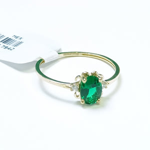 ANILLOS CON CIRCONIAS Y PIEDRA DE COLOR VERDE 14K TALLA 9 1.1 GR (NUEVO)