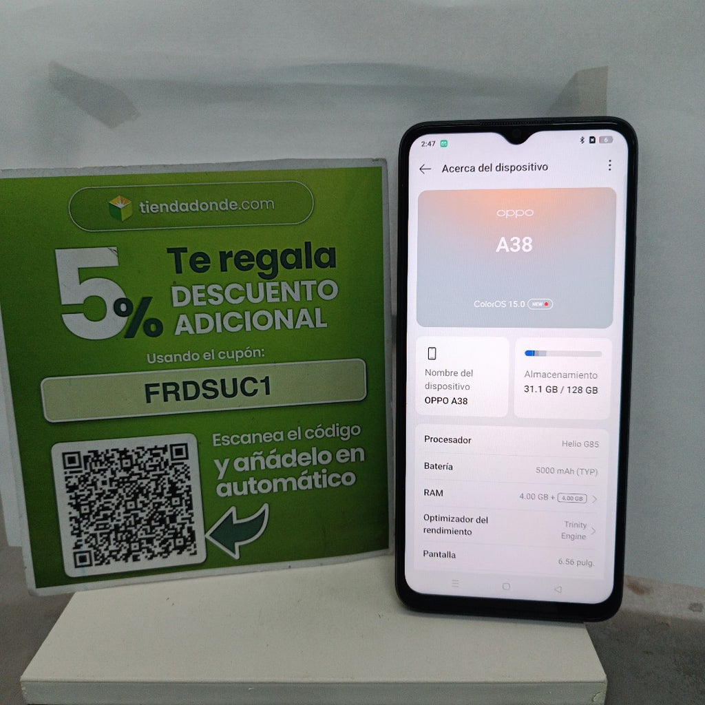 CELULAR OPPO A38 CPH2579 (2023) 128 GB 4 GB RAM (SEMINUEVO)