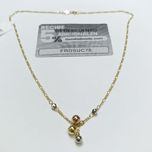 CADENA GARGANTILLA 3X1 CON ESFERAS COMBINADAS 14K 45 CM 3.1 GR (NUEVO)