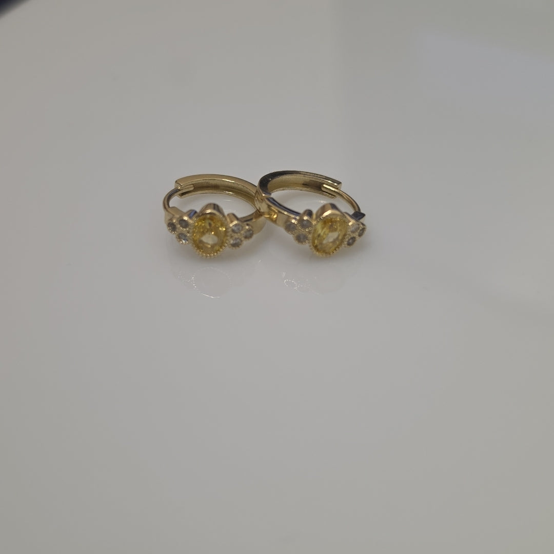 ARETES ARRACADAS CON CIRCONIAS Y PDRAS COL 14K 3.2 GR (NUEVO)
