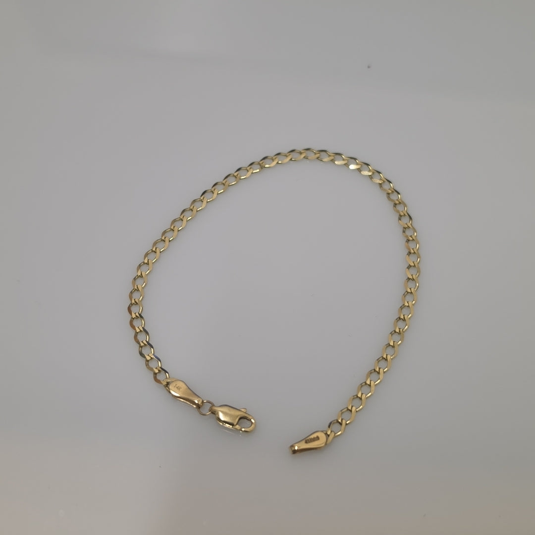 PULSERA TEJIDO BARBADA 14K 21 CM 3.8 GR (NUEVO)