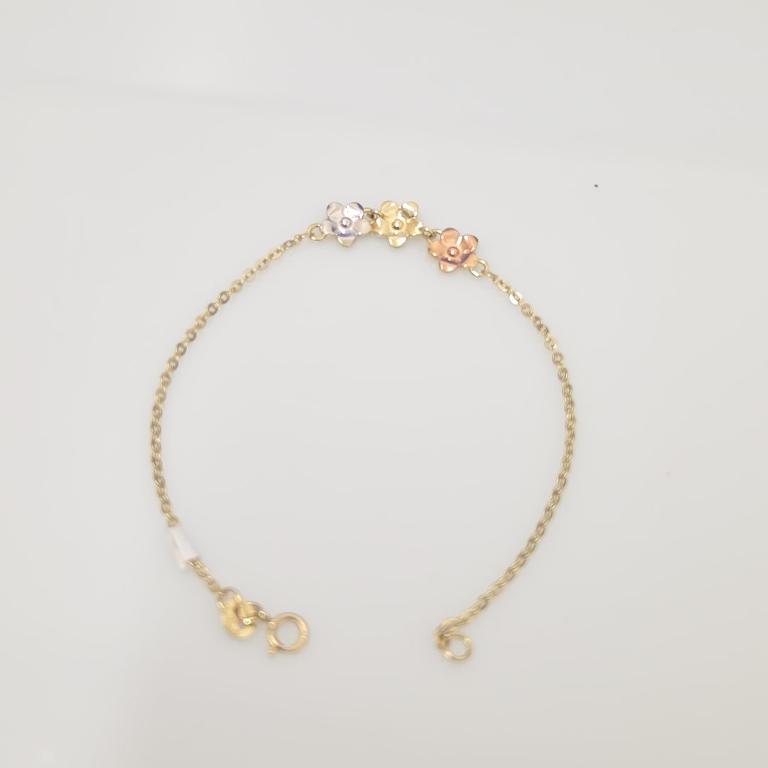 PULSERA TEJIDO ESPECIAL FIG FLORES 14K 18 CM 2 GR (NUEVO)