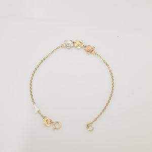 PULSERA TEJIDO ESPECIAL FIG FLORES 14K 18 CM 2 GR (NUEVO)