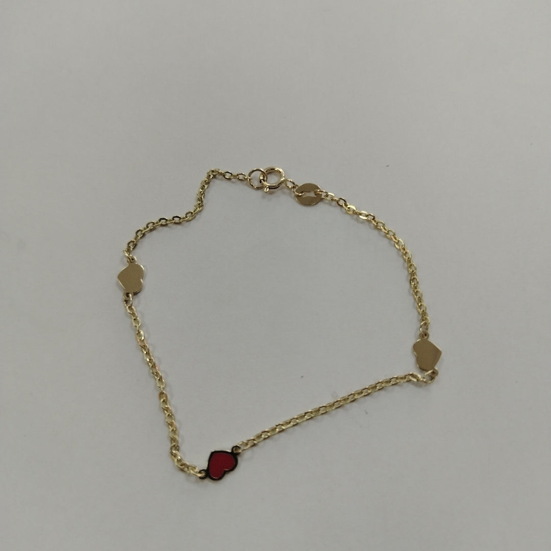 PULSERA ESPECIAL CON CORAZONES 14K 18 CM 1.4 GR (NUEVO)